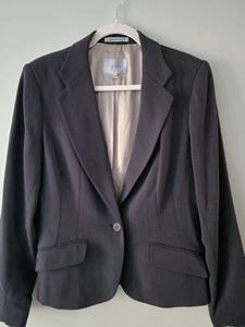 Chaqueta Blazer Vintage Jigsaw 14 Mezcla de Lana Negra Rayas Forrada Inteligente - Imagen 1 de 3