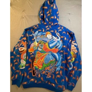 Hood Rich Hood  Rock Sweatshirt Japanese Warrior Mens 4XL Blue Zip Long Sleeves. - Picture 1 of 13