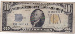 KAPPYS WC323 FR2309 1934A $10 NORTH AFRICA YELLOW SILVER CERTIFICATE FINE - Picture 1 of 2