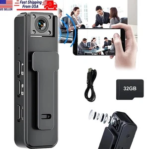 Mini Videocámara WiFi 1080P Cámara Cuerpo de Policía HD 180° Video DVR IR Cámara Nocturna EE. UU. - Imagen 1 de 10