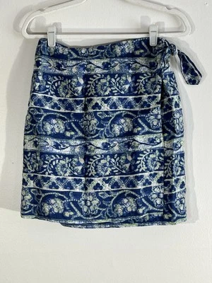 Falda corta forrada corta vintage años 90 declaraciones lino talla 6P azul estampada Foto 1 de 4