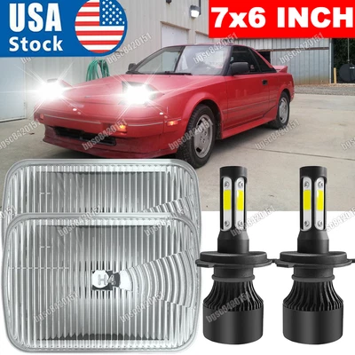 Projetor de farol de LED 100W 7x6" feixe Hi/Lo DOT para Toyota Mr2 1986-1995 Coupe - Imagem 1 de 4