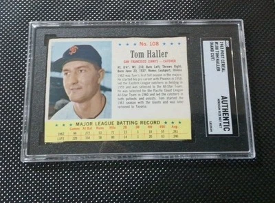 1963 Tom Haller Post Cereal Baseball Hand Cut Graded Sgc Authentic - Image 1 of 2