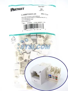 (24-PACK) Panduit CJ688TGWH-24 Mini-Com Cat6 Jack, White, GENUINE ~STSI - Picture 1 of 4