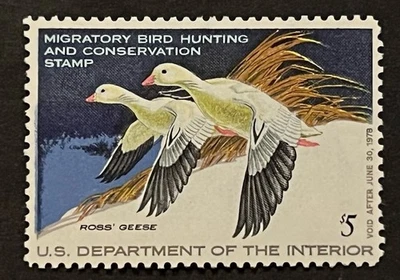Travelstamps: 1977 US DUCK STAMPS  SCOTT #RW44 $5 ROSS' S GEESE MINT MNH OG - Image 1 of 4