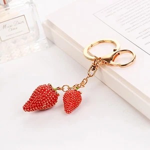 Car Key Fob Strawberry Keychain Fruit Design Key Bag Pendant Holder Gift - Picture 1 of 9