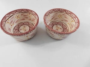 TEMPTATIONS OLD WORLD RAMEKIN 6 OUNCE CRANBERRY ICE CREAM DESERT DISHES 2 EA - Picture 1 of 6