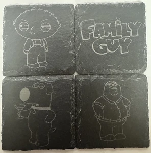 Family Guy Laser Engraved Slate Coasters Set of 4 Stewy, Brien, Peter Griffin - Picture 1 of 6