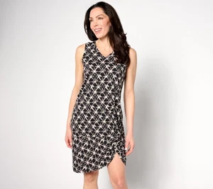 Denim & Co. Beach Petite Printed Slub Knit Cover Up Dress Black Shibori 1X New - Picture 1 of 1