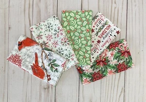 Fabric FQ Fat Quarter Set 5 Winter Christmas Cardinal Flowers Red 100% Cotton - Picture 1 of 6