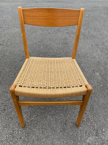 Swedish Modern Dining Birch Wood Chair With Cord Sit Signed Cover