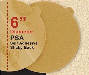50pcs 6" Gold PSA Self Adhesive Stickyback Sanding Discs for DA Sanders - Picture 1 of 3