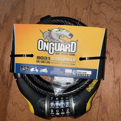 Onguard One Mean Lock 8031 Doberman Coil Cable Lock New - Image 1 of 2