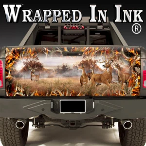 Tailgate Wrap Whitetail Deer Buck Doe w Obliteration Blaze Buck Skull Camouflage - Picture 1 of 1