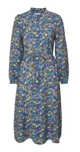 ICHI Ihtilla Long Sleeve Shirt Dress Blithe Blue Floral Print BNWT Size 38 UK 10 - Picture 1 of 15