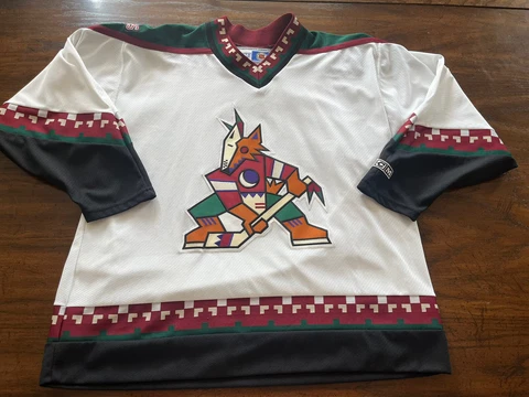 Vintage 90s CCM NHL Phoenix Coyotes Kachina White Hockey Jersey Mens XL Cover