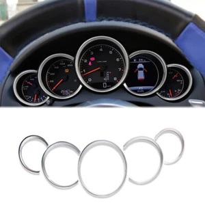 5pcs Silver Plastic Cluster Gauge Dash Ring Trim Cover Fits 11-18 Cayenne S GTS - Bild 1 von 3