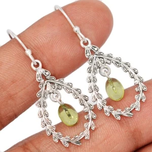 Southwest - Natural Peridot - India 925 Sterling Silver Earrings Jewelry CE49262 - Picture 1 of 1