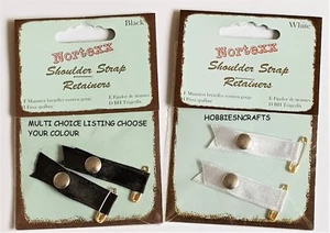 NORTEXX SHOULDER STRAP RETAINERS 1 PAIR MULTI CHOICE - BLACK OR WHITE - Picture 1 of 5