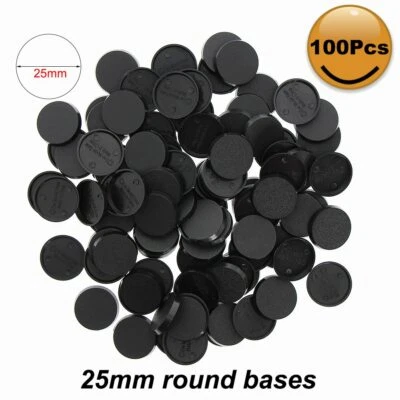 MB325 40pcs/60pcs/100pcs 25mm Round Plastic Model Bases for Wargames Table Games - Image 1 of 4