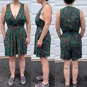 Vintage Romper Maggie Lawrence Sz 12 Wmns Rayon 80s 90s Summer Green Paisley - Picture 1 of 15