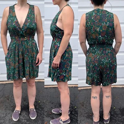 Mameluco Vintage Maggie Lawrence Talla 12 Mujer Rayón Años 80 90 Verano Verde Paisley Foto 1 de 4