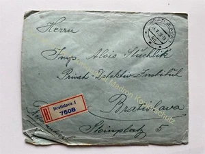 Sobre sello 1938 Bratislava Eslovaquia carta certificada R Stamp - Imagen 1 de 2