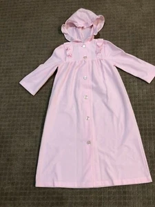 New Kids Duds Vintage Little Girls Pink Hooded Ruffle Robe Size 4/5 - Picture 1 of 4