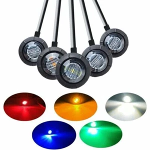3/4" Round 12V 3LED Trailer Side Marker Lights Truck Clearance Lamp Waterproof - Picture 1 of 18