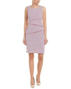 J. McLaughlin Nicola Cotton Blend Dress, White w/Navy & Red Stripes, XS, NWT - Picture 1 of 2