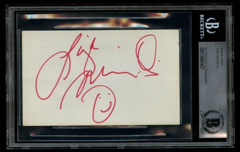 Liza Minnelli signed autograph 3x5 index card Actor & Singer Cabaret BAS Slabbed Cover