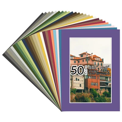 Paquete de 50 alfombrillas fotográficas 5x7 sin ácido de colores mezclados para fotos de 4x6 en Premier Foto 1 de 4