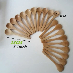 20Pcs Natural Eco-friendly Small Wooden Spoon Scoop Mini Kids Safe Tableware - Picture 1 of 9