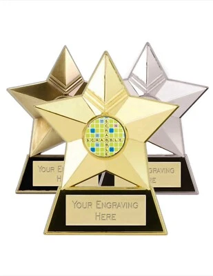 SMARTBADGE Scrabble Winner Star Metallplakette Award 12 cm Trophäe (E) graviert kostenlos