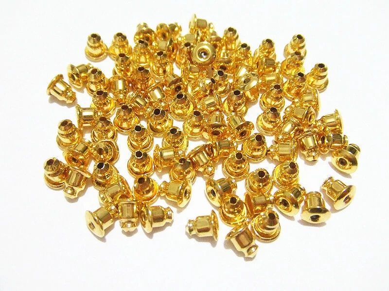 20 coppie ferma orecchini  cilindro  in ottone 5x5mm monachelle colore oro - Immagine 1 di 1