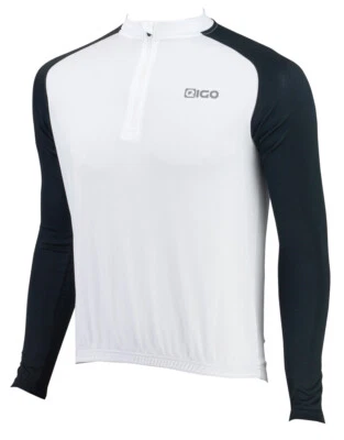 EIGO TEMPEST MENS LONG SLEEVE SHORT ZIP CYCLING JERSEY BLACK / WHITE - Image 1 of 2