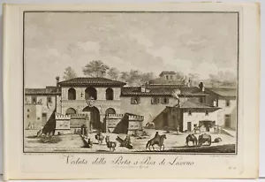 Radierung Radierung Gravur "ANSICHT DER TÜR IN PISA DI LIVORNO" B. Nerici 1783 - Bild 1 von 4