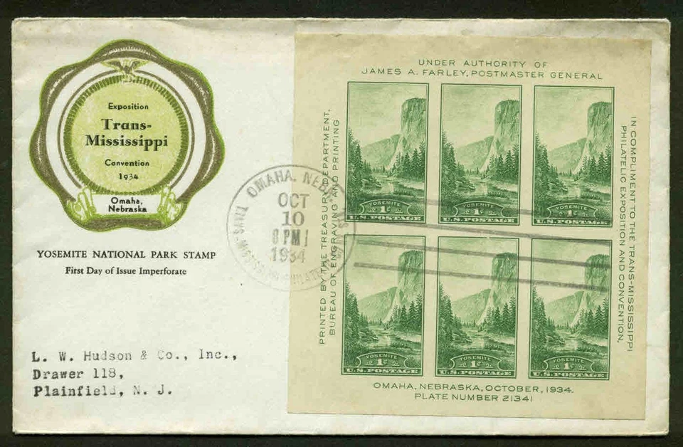 US FDC #751 Planty #6  Rice Cachet Unlisted in Gold Omaha, NE - Image 1 of 1