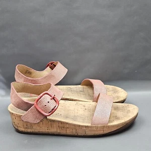 FitFlop Bon Ankle Strap Sandals Womens 9 Pink Lizard Print Leather Platform Shoe - Picture 1 of 9