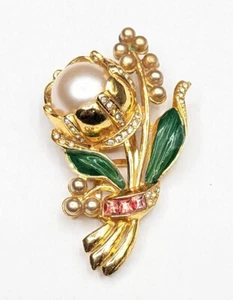 Vintage 1 Part of CORO DUETTE Gold Tone Camellia Flower Dress Clip *As-is* - Picture 1 of 19