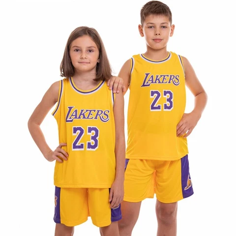 Los Angeles Lakers Lebron James 23 Kids/Youth  NBA Yellow Jersey and shorts Cover