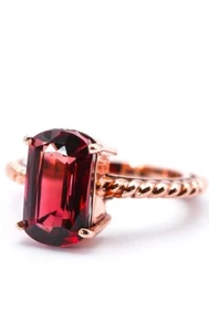 ATEMBERAUBENDER 4,59 KARAT HONIG TURMALIN COCKTAIL RING IN 14K ROSÉGOLD. - Bild 1 von 7