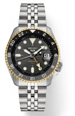 Reloj deportivo para hombre Seiko 5 esfera gris carbón y pulsera plateada SSK021J1 Foto 1 de 3