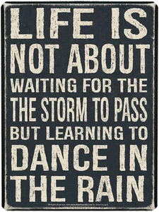 Metal Rusty Retro Sign (16" x 12.5") (Life is NOT About Waiting for the Storm to - Picture 1 of 3