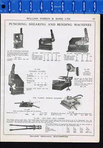 Stanz-, Scher-, Biegemaschinen - Eimer - Bürsten - 1918-20 Katalog Druckanzeige - Bild 1 von 2