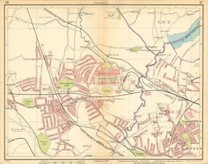 LONDRES NW. Carte ancienne stade et exposition Wembley Sudbury Willesden Neasden 1925 - Photo 1 sur 2