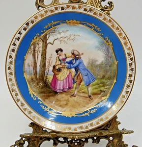 ANTIQUE SEVRES CHATEAU DES TUILERIES FRENCH HAND PAINTED PLAQUE ~ PLATE - Picture 1 of 5