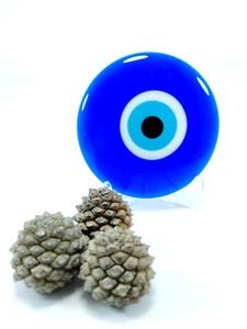 Glass Evil Eye Without a Hole 9 cm, Turkish Handmade Big Amulet Home Decor Nazar - Picture 1 of 8