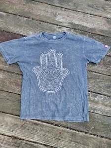 Vintage Y2K Element Hamsa Third Eye T Shirt Size Large Gray - Picture 1 of 6