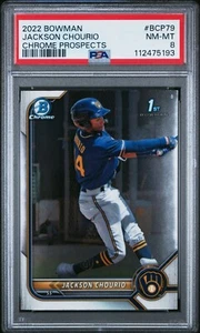 Jackson Chourio 2022 Bowman Chrome Prospects #BCP79 PSA 8 casi nuevo-como nuevo - Imagen 1 de 6